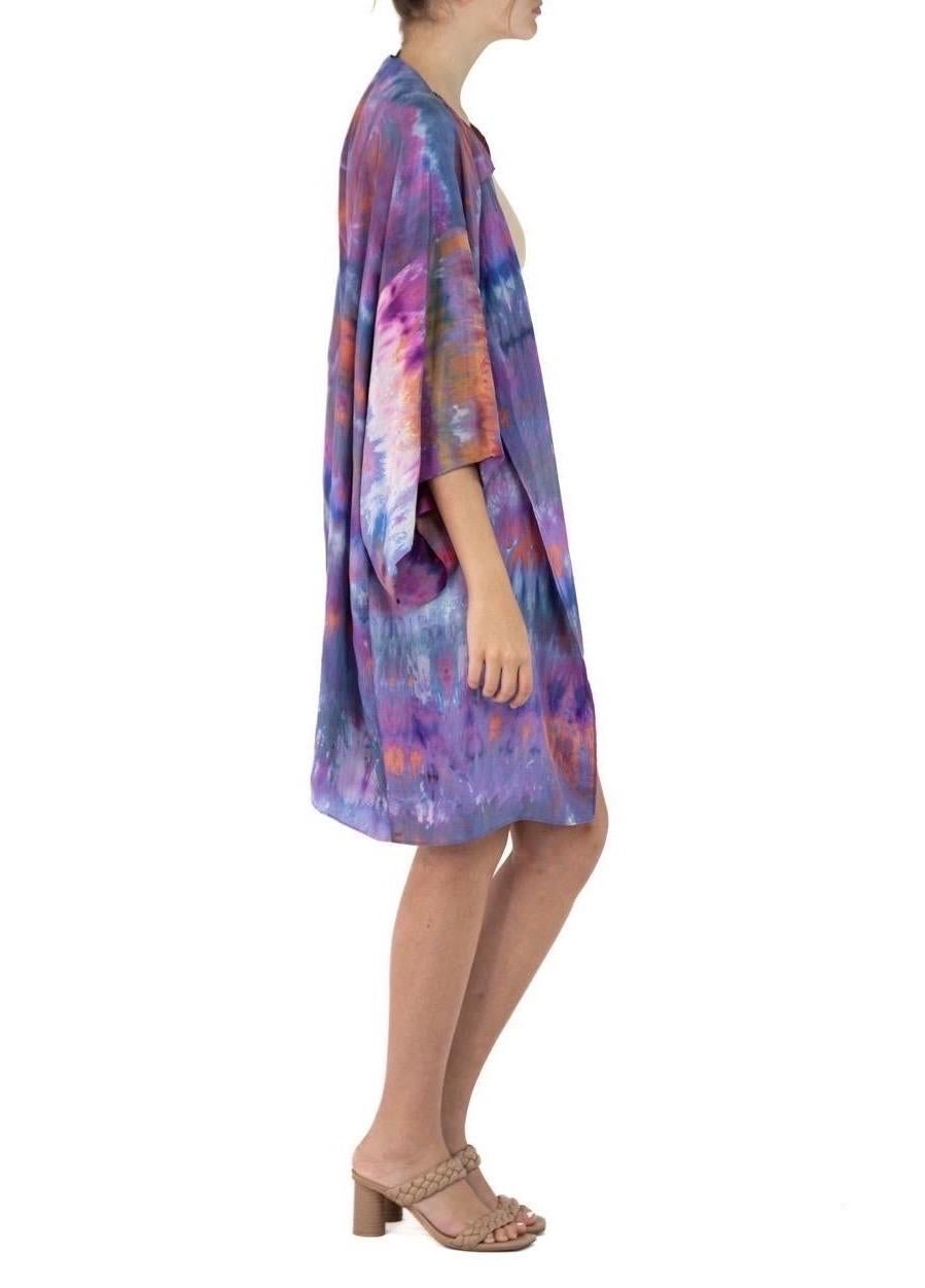 Women's or Men's Morphew Collection Purple & Orange Silk Kimono For Sale