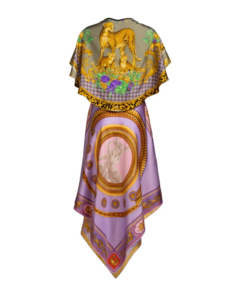 MORPHEW COLLECTION Purple and Pink Status Print Silk VERSACE 3Scarf