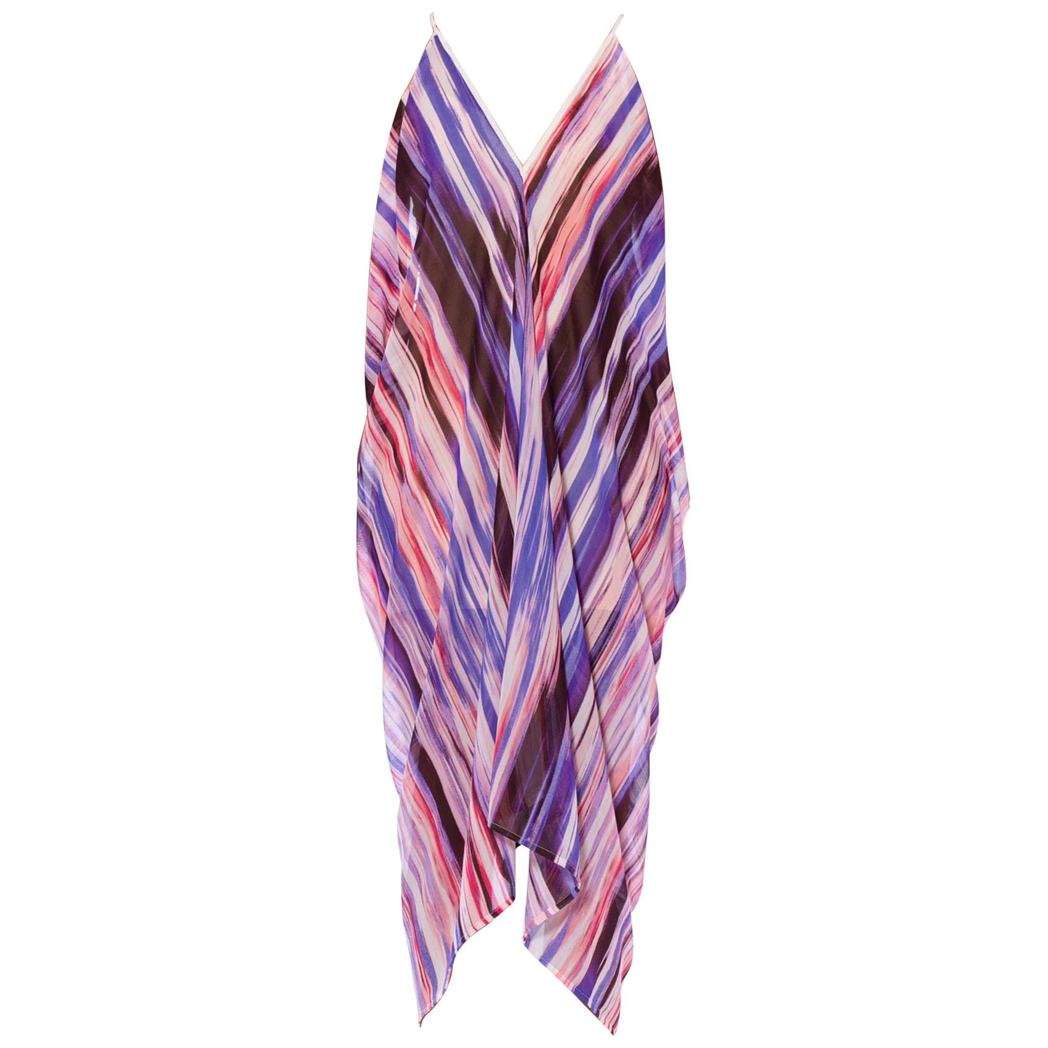 MORPHEW COLLECTION Purple & White Polyester Chiffon Tie Dye Brushstroke Printed