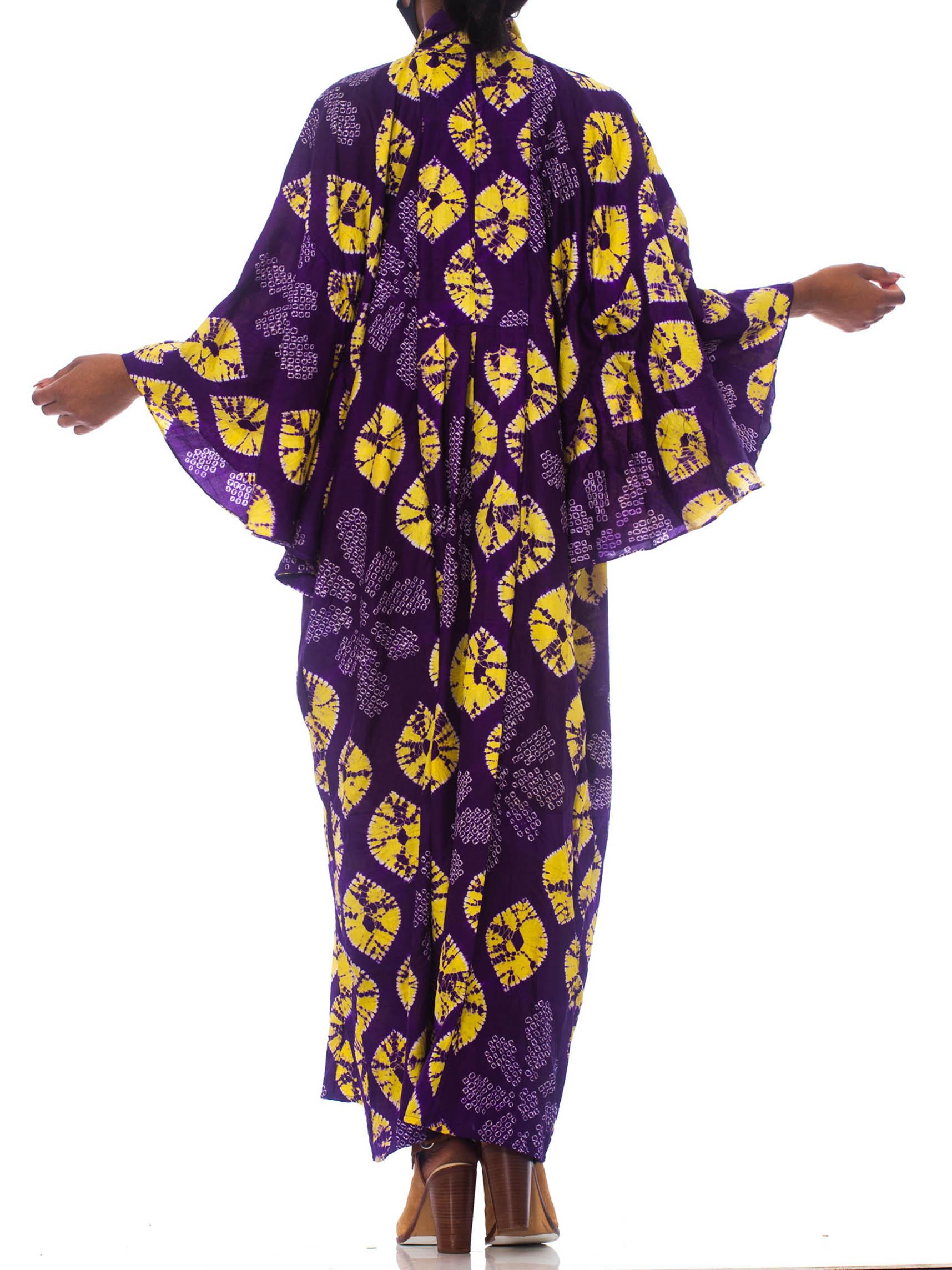 Women's Morphew Collection Purple & Yellow Kaftan Made From 1950S Japanese Shibori Tie-D