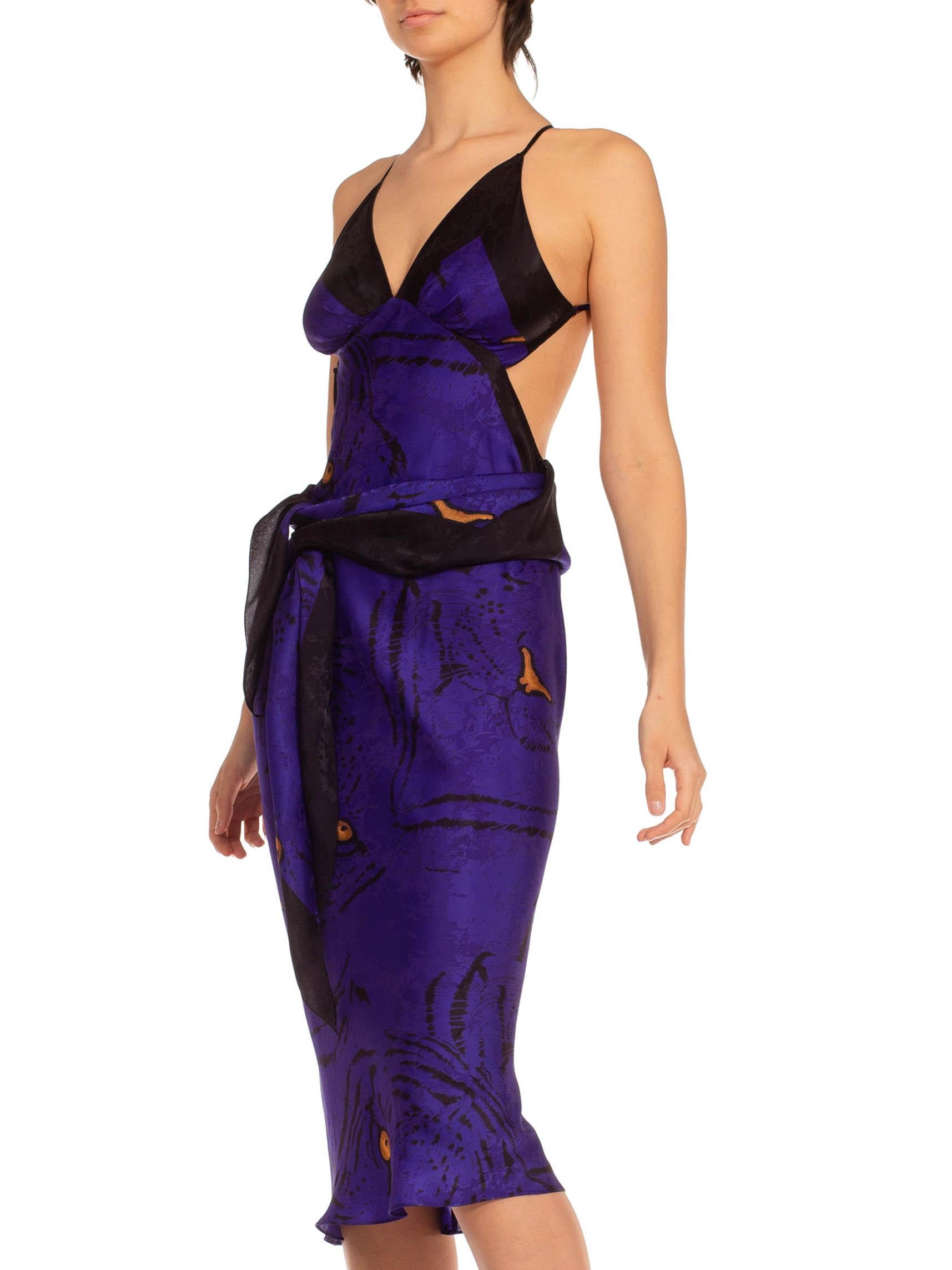 MORPHEW COLLECTION Purple & Yellow Silk Twill Sagittarius Scarf Dress Made From 6