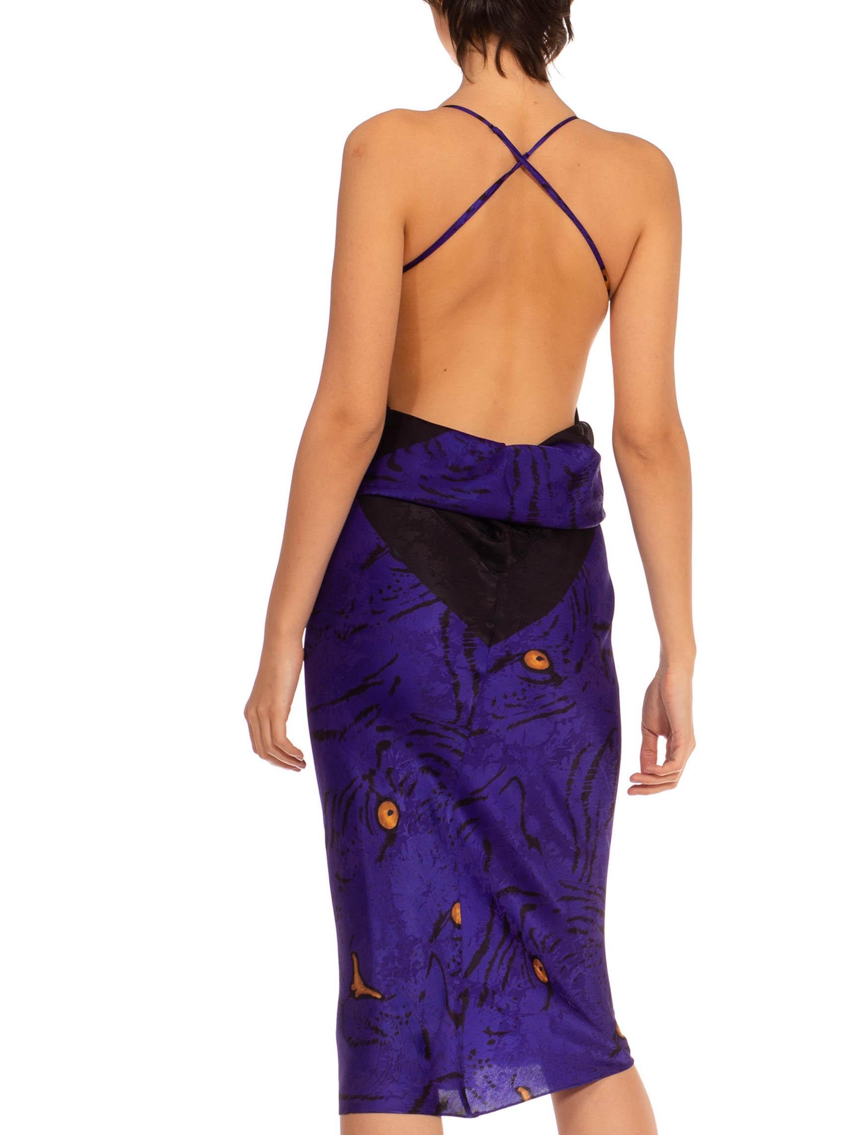 MORPHEW COLLECTION Purple & Yellow Silk Twill Sagittarius Scarf Dress Made From 4