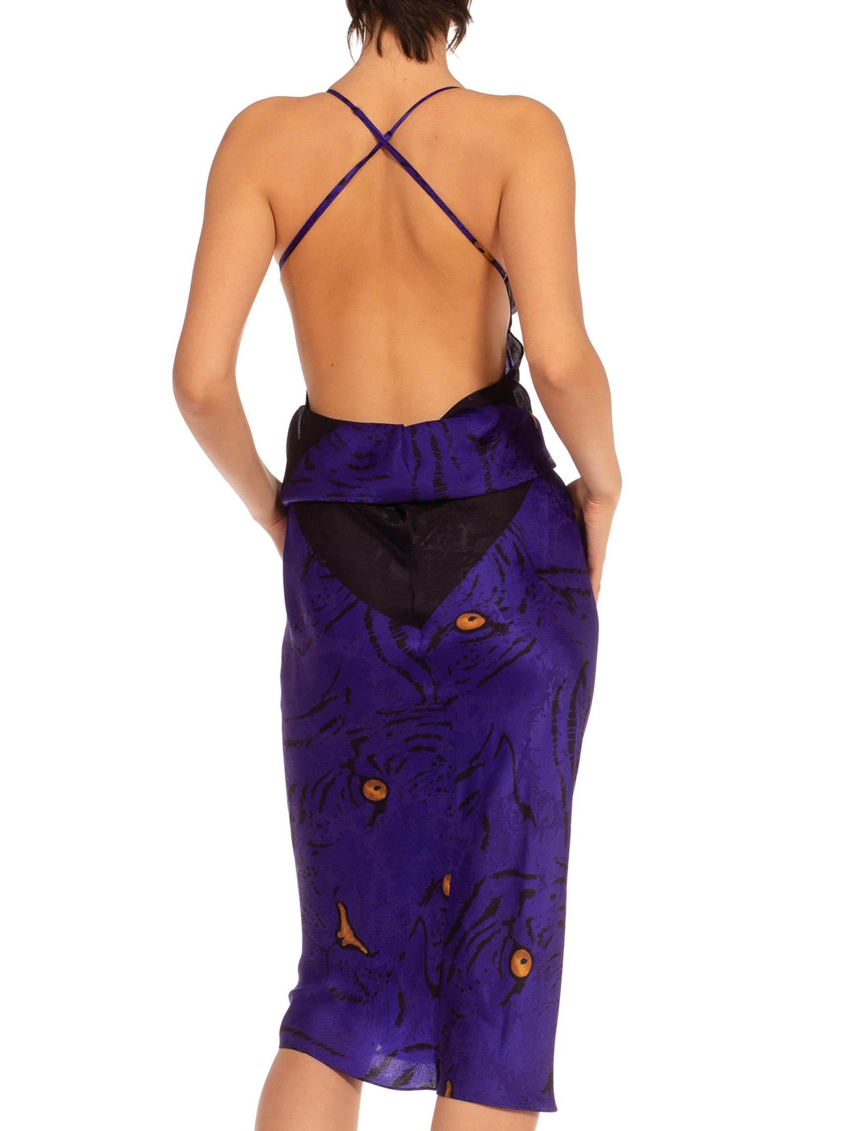 MORPHEW COLLECTION Purple & Yellow Silk Twill Sagittarius Scarf Dress Made From 5