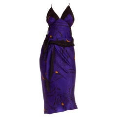 MORPHEW COLLECTION Purple & Yellow Silk Twill Sagittarius Scarf Dress Made From