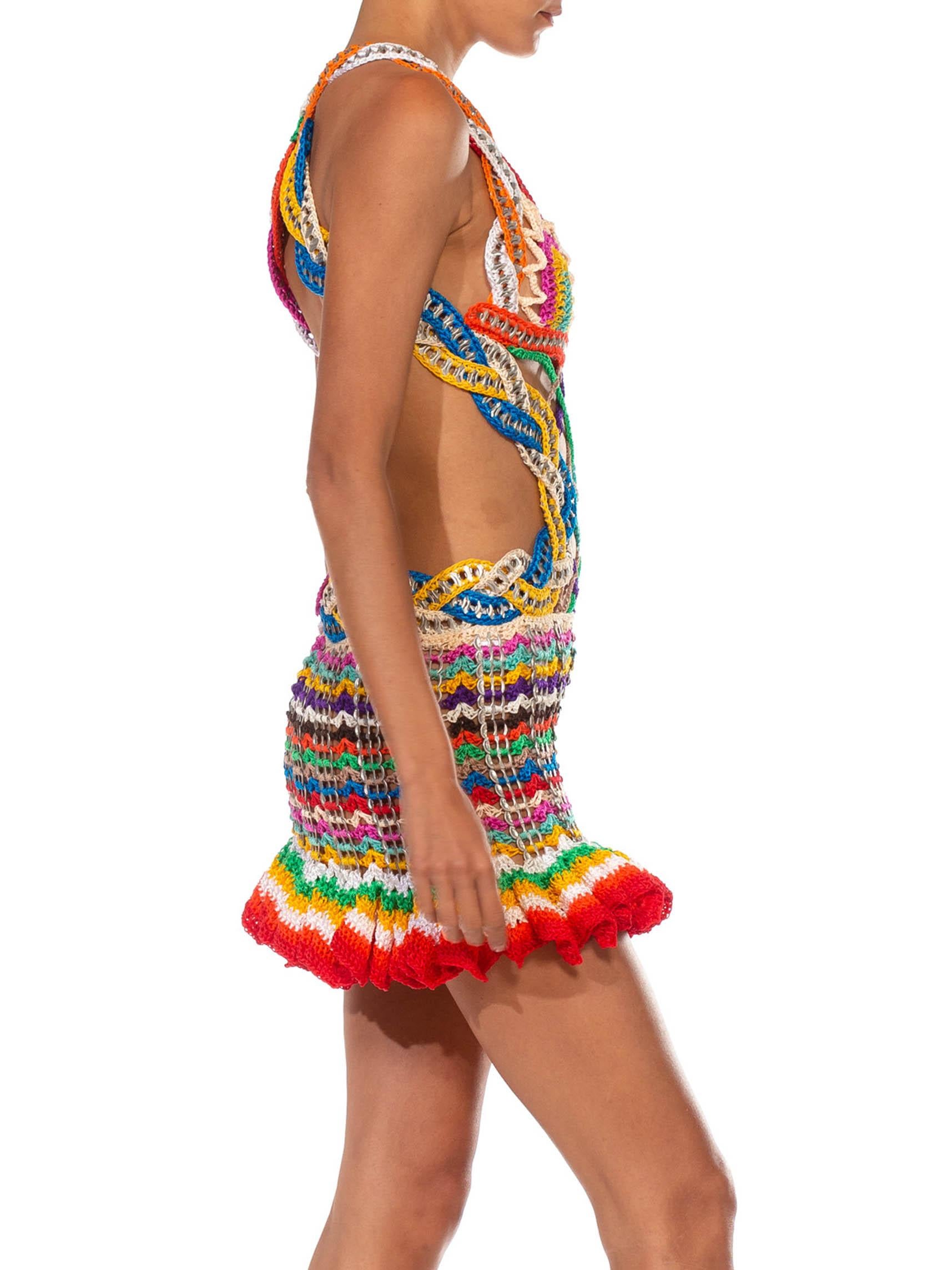 multicoloured crochet dress