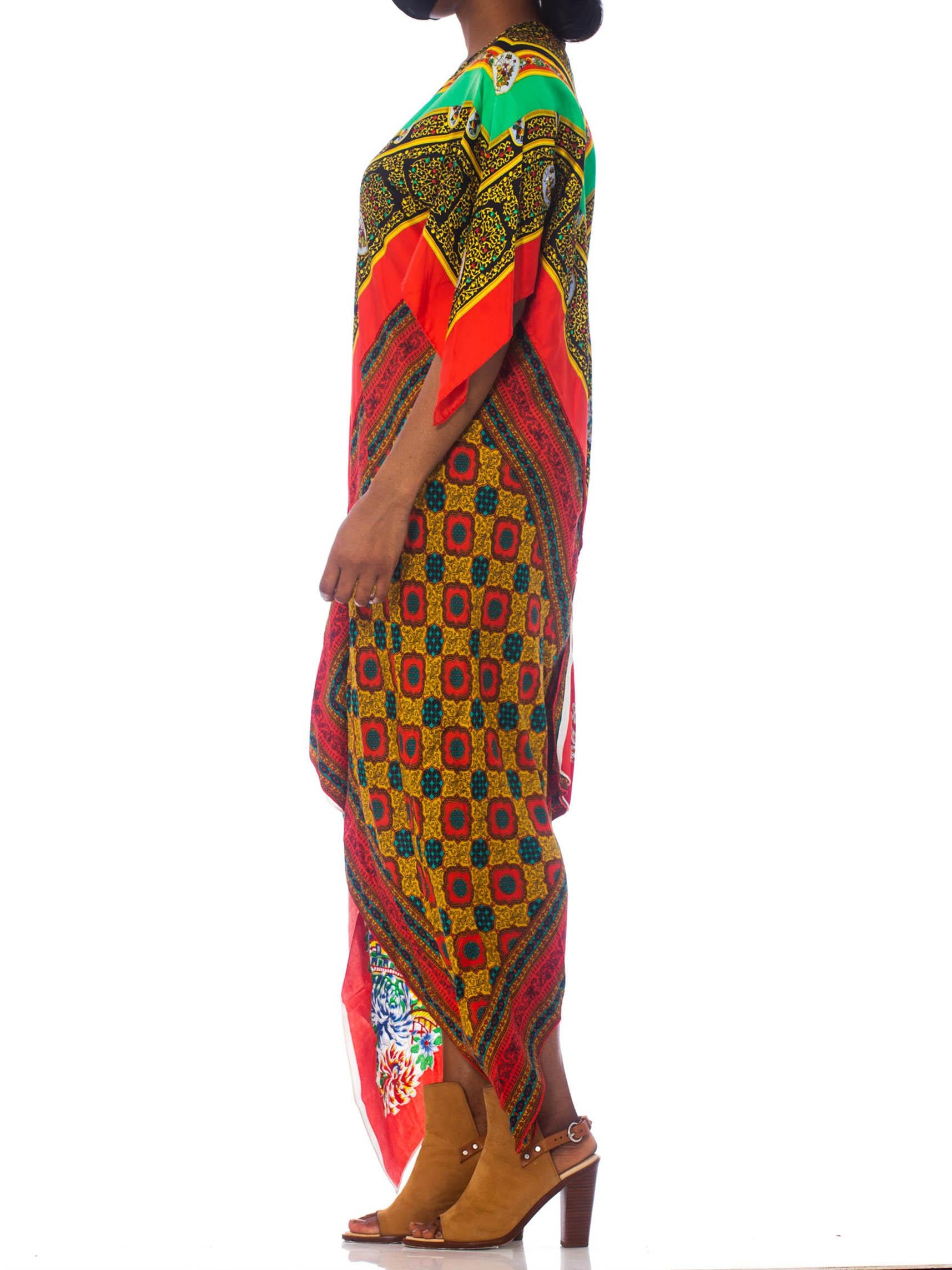 Brown MORPHEW COLLECTION Rayon & Silk Bias Cut Scarf Kaftan Dress With 1940'S 1970'S 