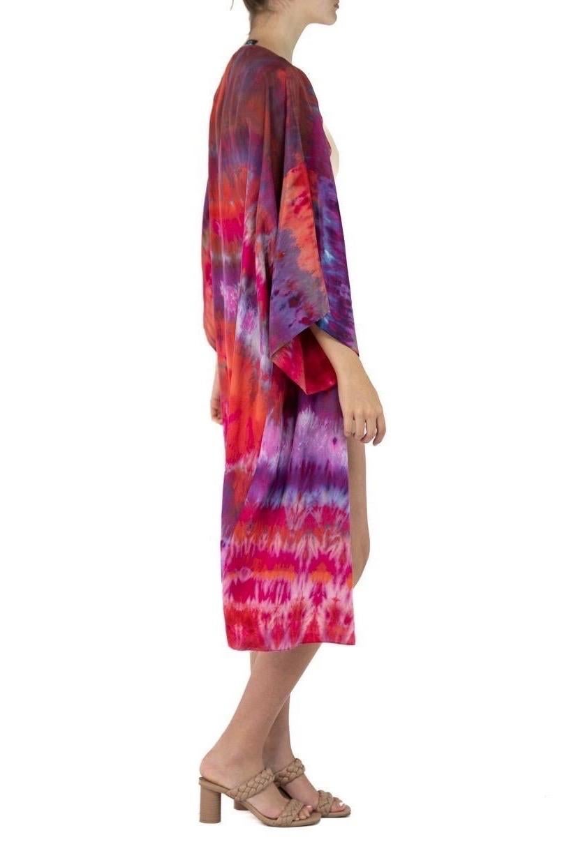 Morphew Collection Red, Purple & Orange Silk Kimono In Excellent Condition For Sale In New York, NY