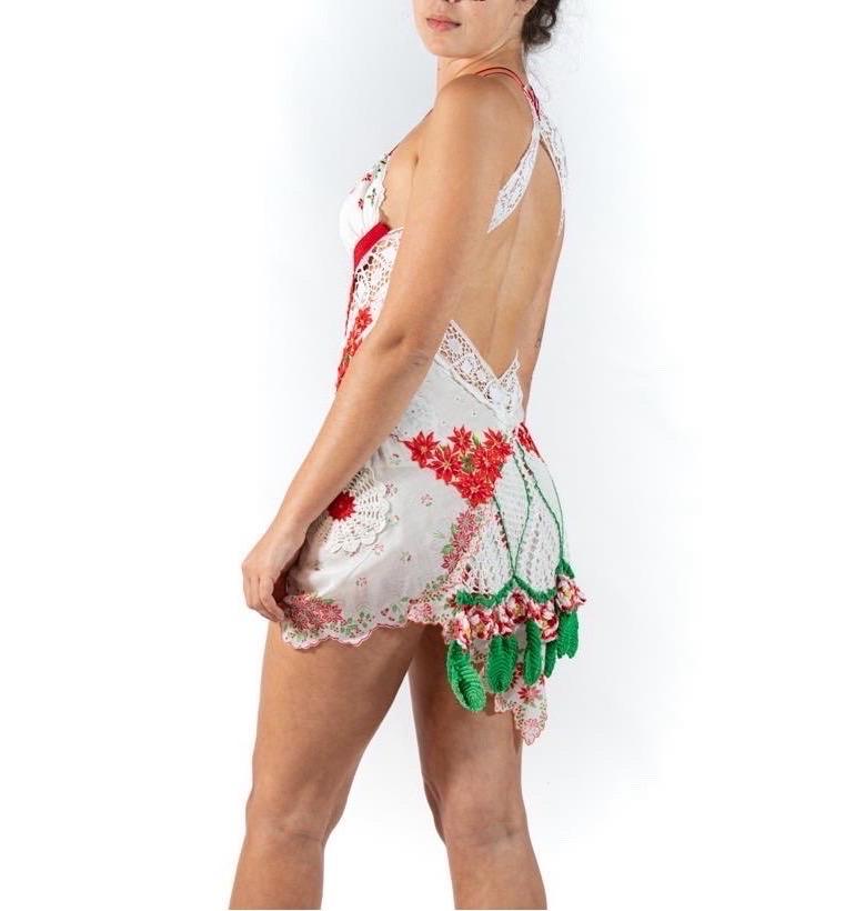 Morphew Kollektion Rot-Weißer Weihnachts-Crotchet-Mini  Kleid im Angebot 4