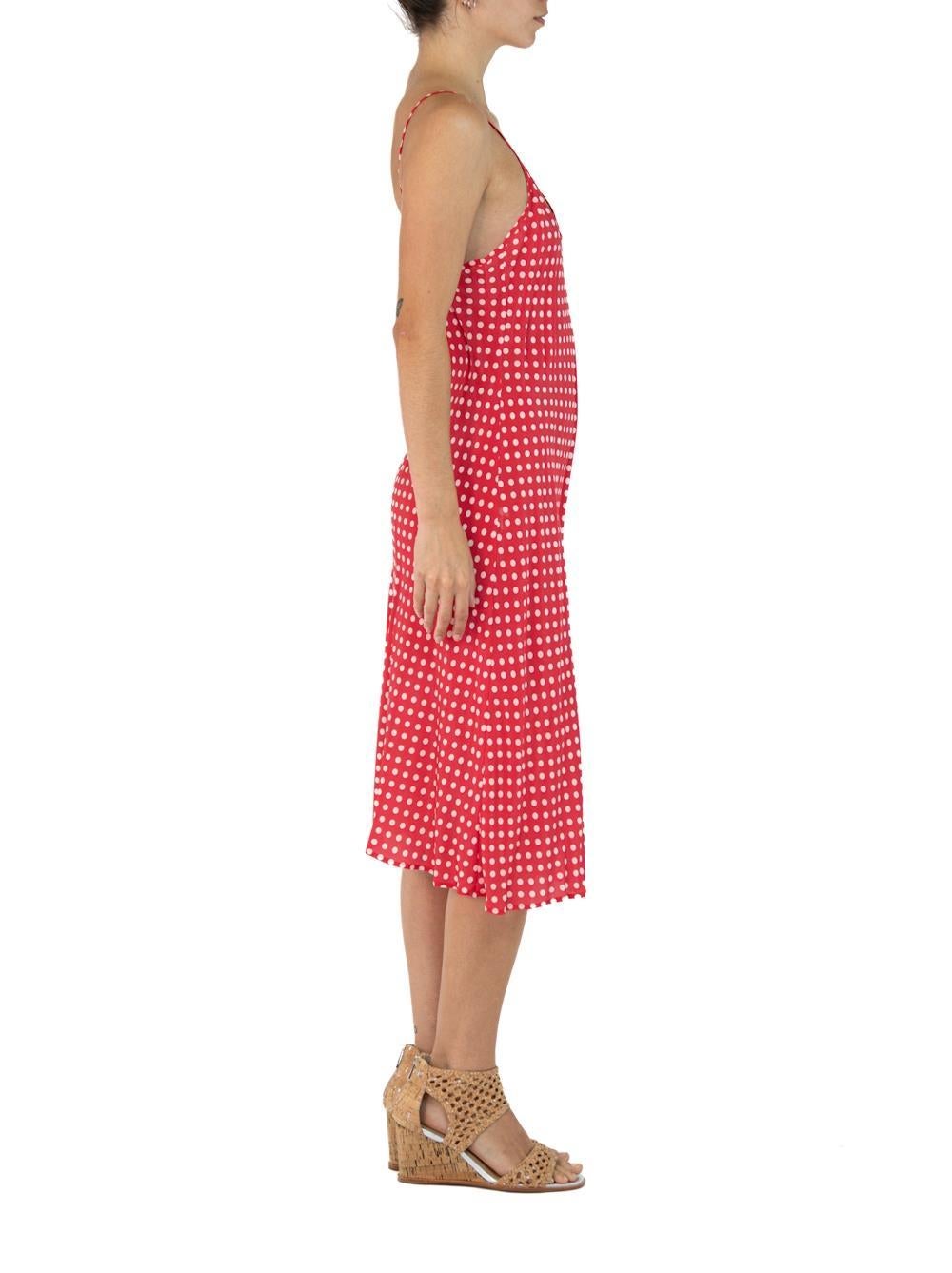 Morphew Collection Red & White Polka Dot Cold Rayon Bias  Slip Dress Master Med In Excellent Condition For Sale In New York, NY