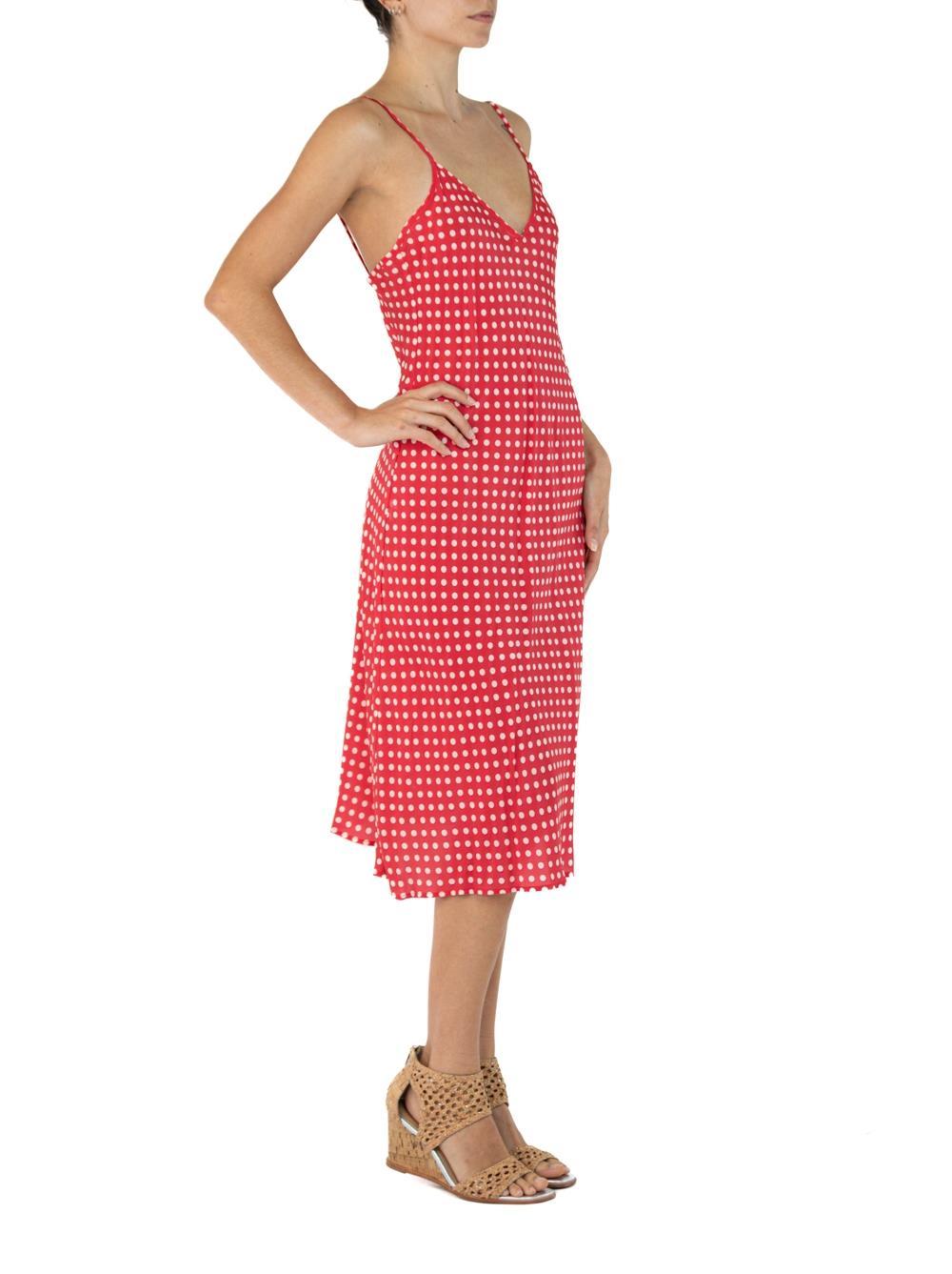 Morphew Collection Red & White Polka Dot Cold Rayon Bias  Slip Dress Master Med For Sale 1