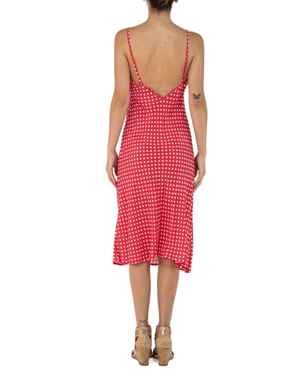 Morphew Collection Red & White Polka Dot Cold Rayon Bias  Slip Dress Master Med For Sale 2