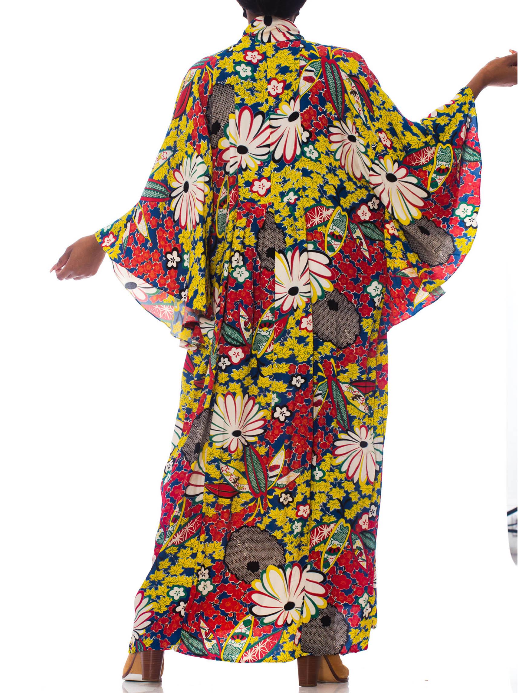 Brown MORPHEW COLLECTION Red, Yellow & Blue With Black Shibori Flowers Kaftan Made Fr