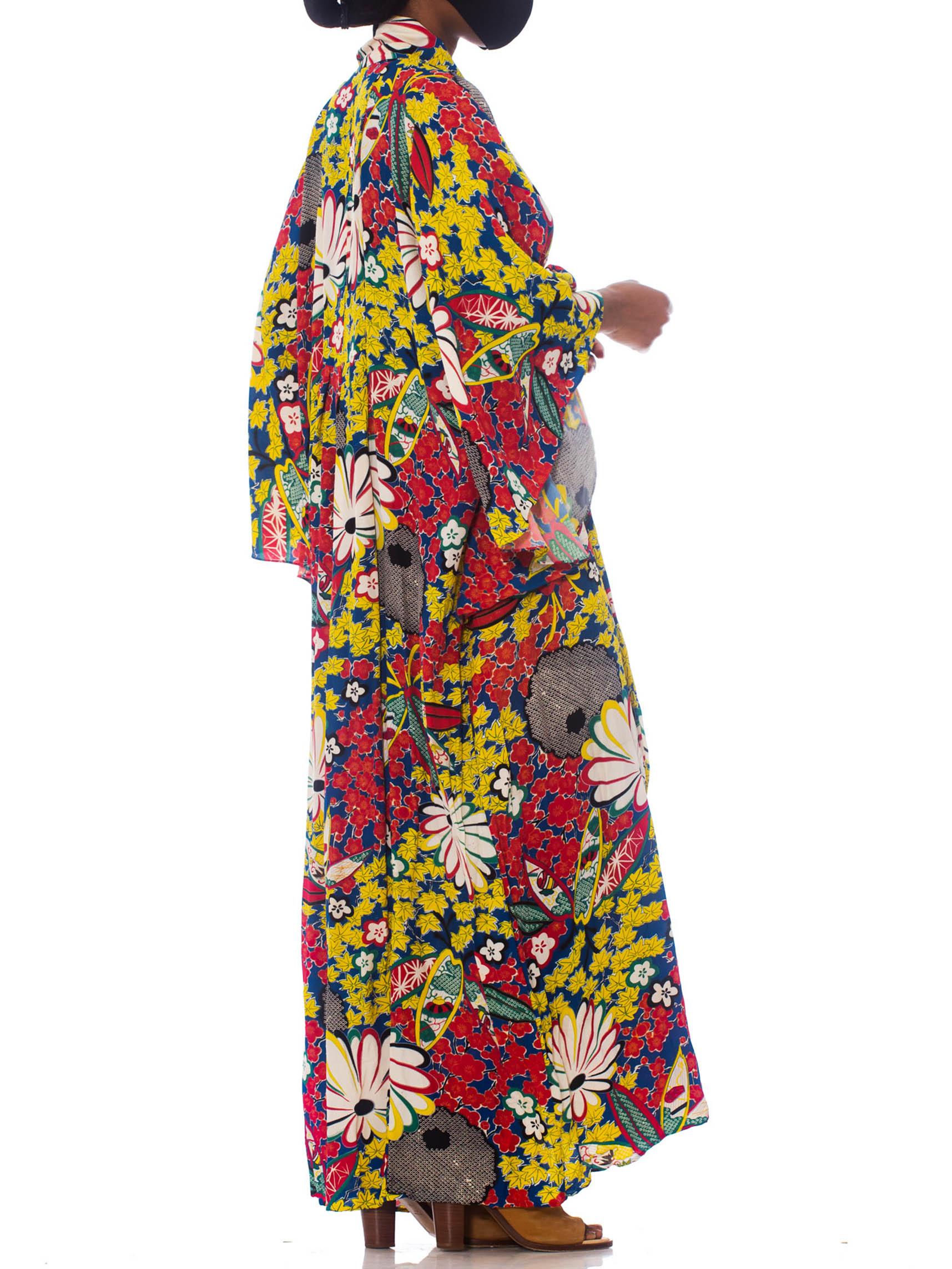 MORPHEW COLLECTION Red, Yellow & Blue With Black Shibori Flowers Kaftan Made Fr 2