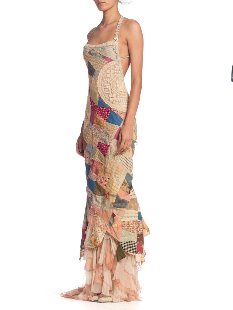 Morphew Collection Ruffled Silk Victorian Quilt Dress at 1stDibs