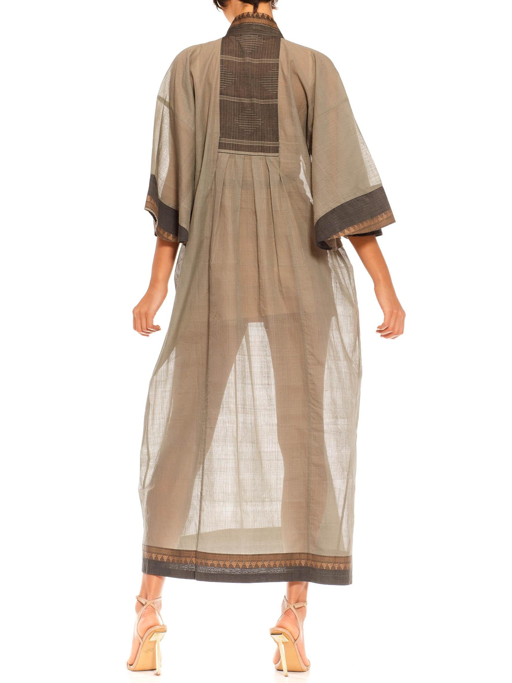 MORPHEW COLLECTION Sageoyster Grey & Black Cotton Jacquard Kaftan Made From Vin For Sale 2