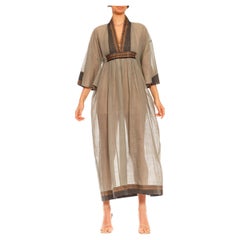 MORPHEW COLLECTION Sageoyster Grey & Black Cotton Jacquard Kaftan Made From Vin