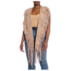 MORPHEW COLLECTION Capa larga de piel de ante con flecos Piper Sand