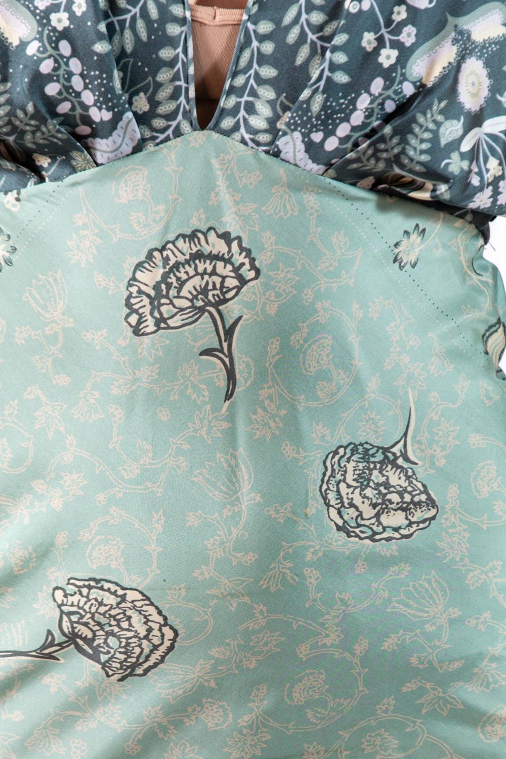 Morphew Collection Seafoam Green & Blue Silk Twill 2-Scarf Dress For Sale 3