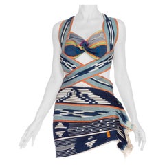 Vintage Morphew Collection Sexy Summer Dress Made From African Indigo Stripe Cotton