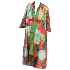 MORPHEW COLLECTION Silk Brocade Antique Fabric Patchwork Duster Coat