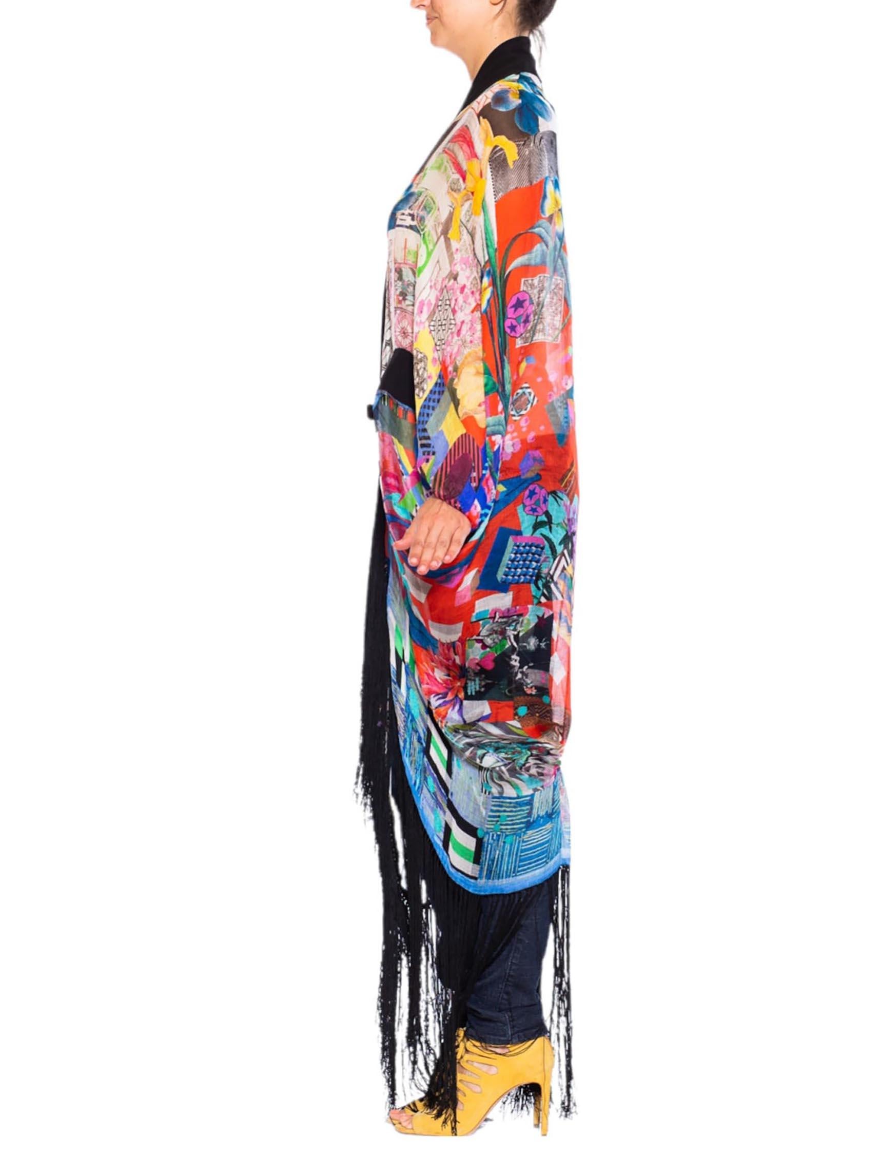 Made from a vintage Christian Lacroix Scarf MORPHEW COLLECTION Silk Chiffon Christian Lacroix Cocoon With Fringe 
MORPHEW COLLECTION is made entirely by hand in our NYC Ateliér of rare antique materials sourced from around the globe. Our sustainable