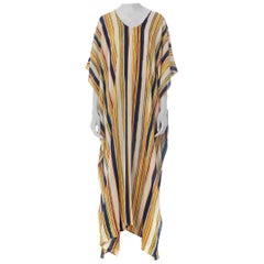 MORPHEW COLLECTION Silk Crepe De Chine Kaftan Made From Vintage 70S Striped Fab