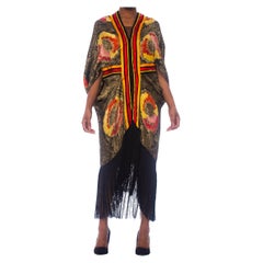 MORPHEW COLLECTION Silk Gold Lamé Floral Cocoon With Vintage Ribbon 
Antique 1