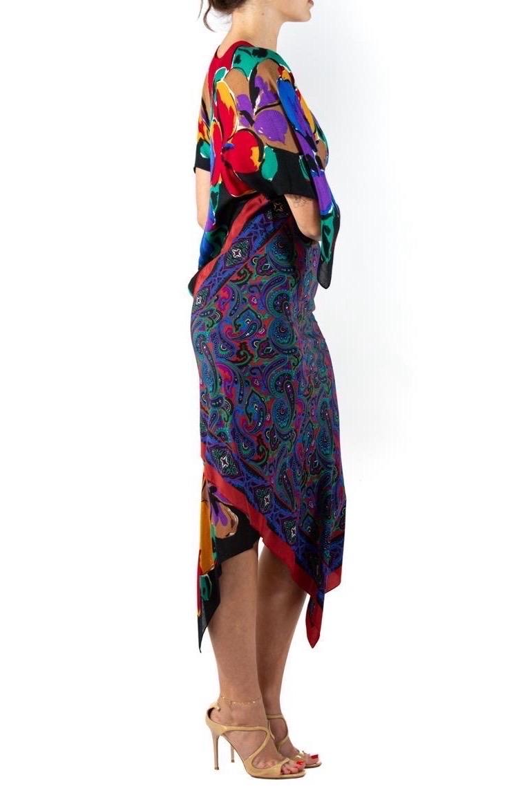 Morphew Collection Silk Twill 2-Scarf Dress In Excellent Condition For Sale In New York, NY