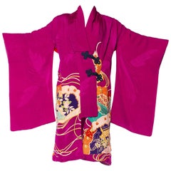 MORPHEW COLLECTION Silk  Wrap Dress Made From A Kimono With Frog Closures
