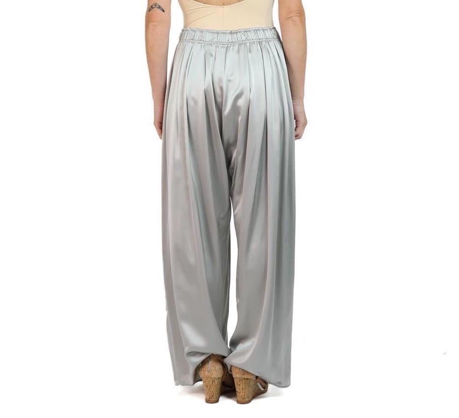 Morphew Collection Silver Silk Charmeuse Oversized Box Pleat Pants For Sale 1
