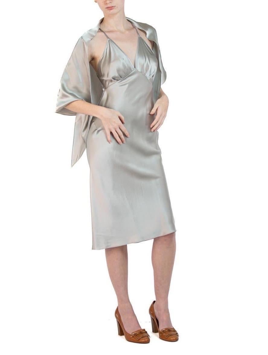 Women's MORPHEW COLLECTION Silver Silk Charmeuse Sagittarius Dress For Sale