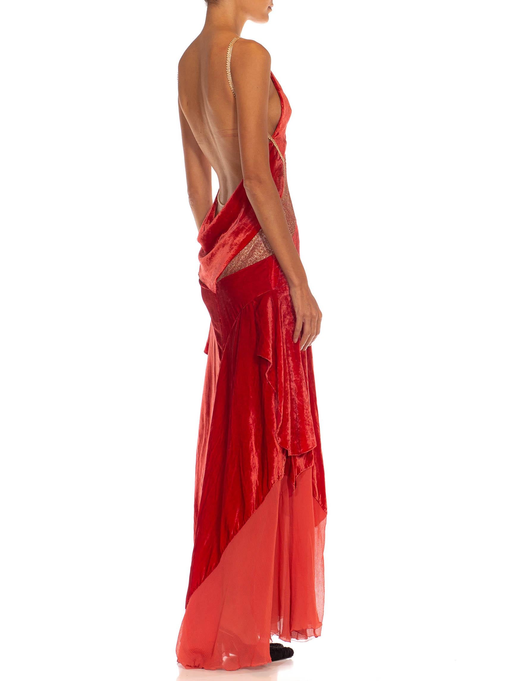 red silk backless dress