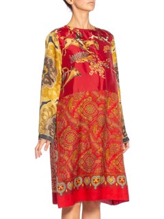 MORPHEW COLLECTION Rayon & Seide-Tunikakleid aus Vintage-Reiterschals