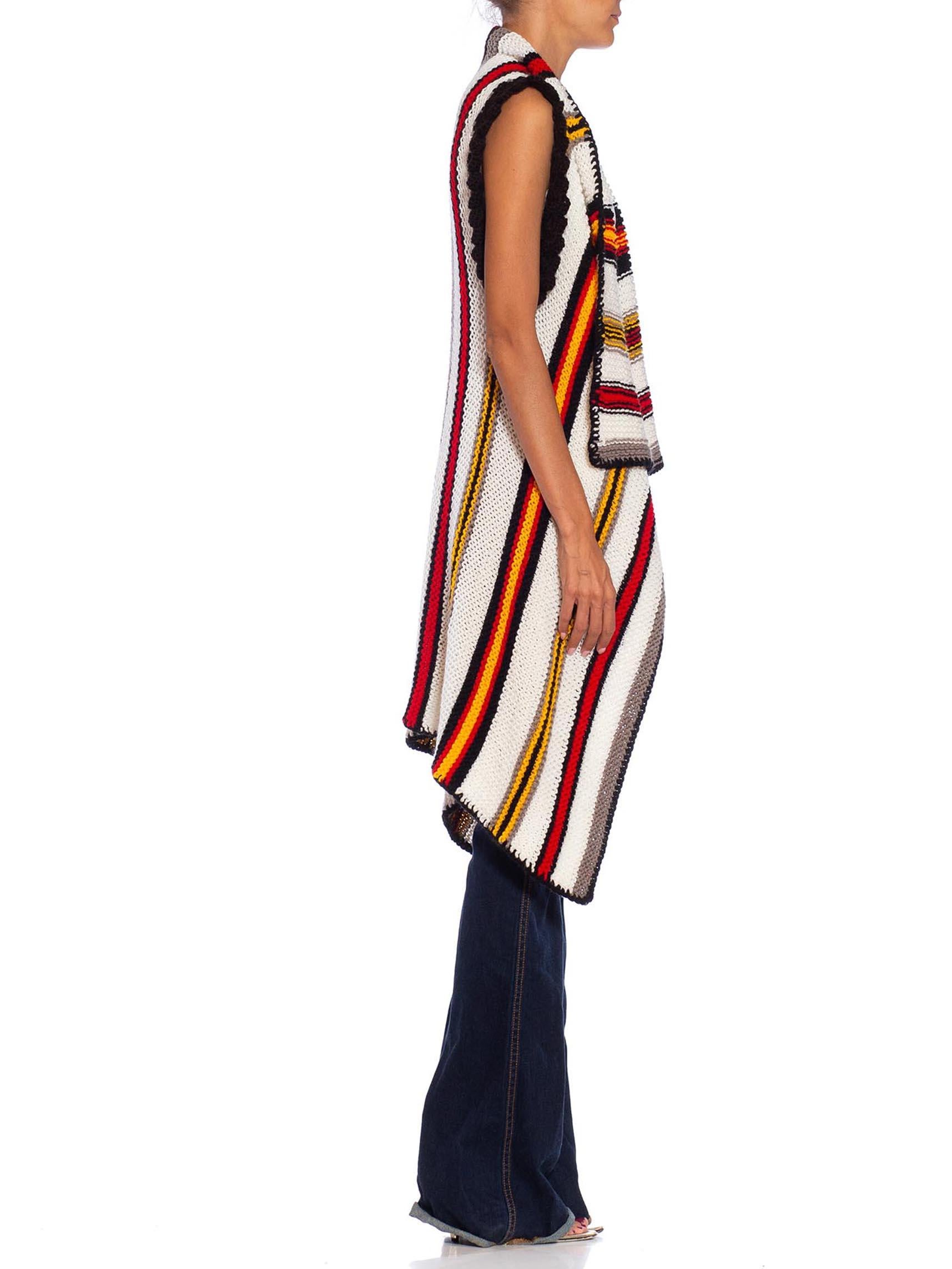 Women's MORPHEW COLLECTION White, Black & Red Hand Crochet Acrylic Blend Hand-Knit Vest
