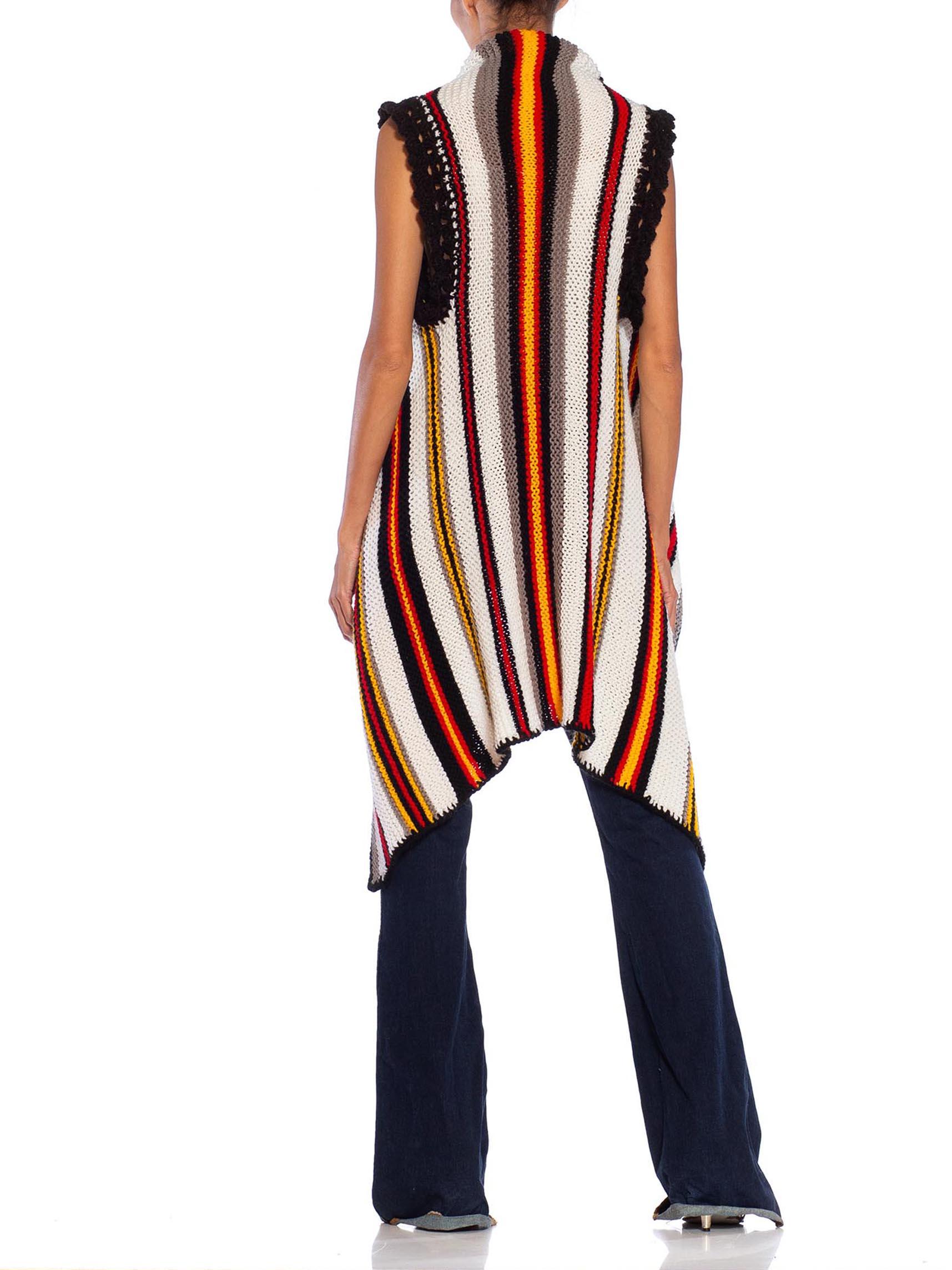 MORPHEW COLLECTION White, Black & Red Hand Crochet Acrylic Blend Hand-Knit Vest 4