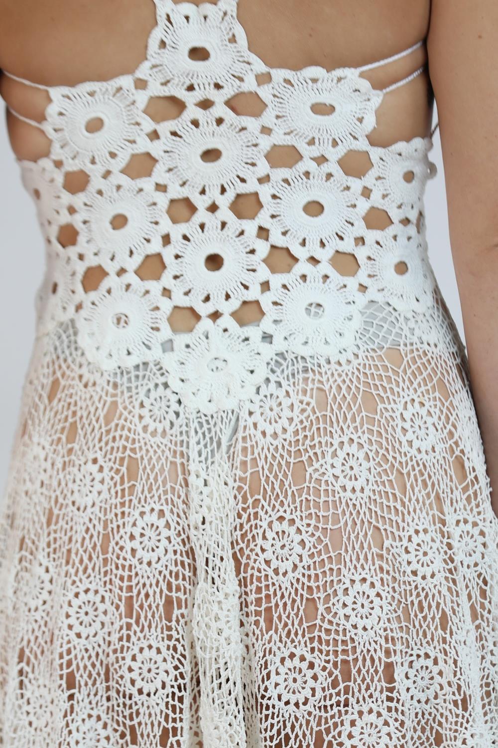 Morphew Collection White Cotton Crochet Lace Mini Dress Master For Sale 6