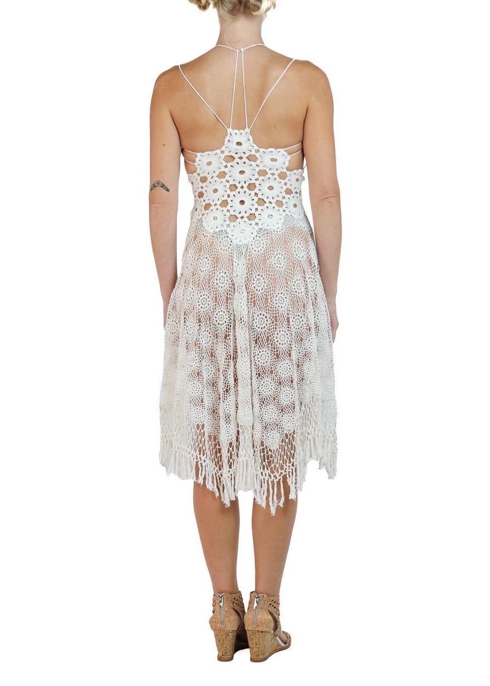 Morphew Collection White Cotton Crochet Lace Mini Dress Master For Sale 1