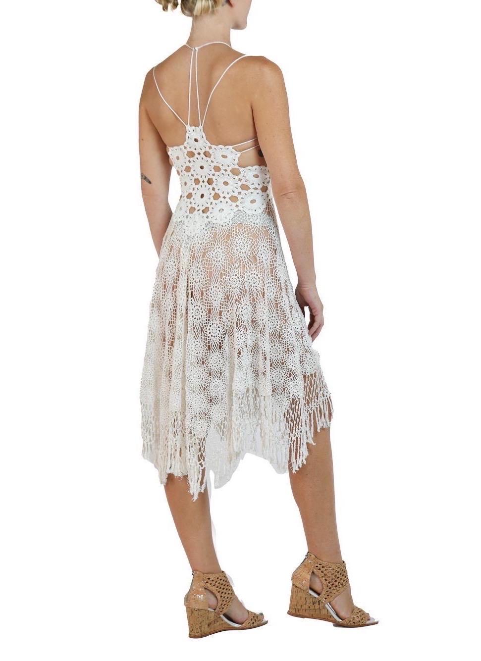 Morphew Collection White Cotton Crochet Lace Mini Dress Master For Sale 3