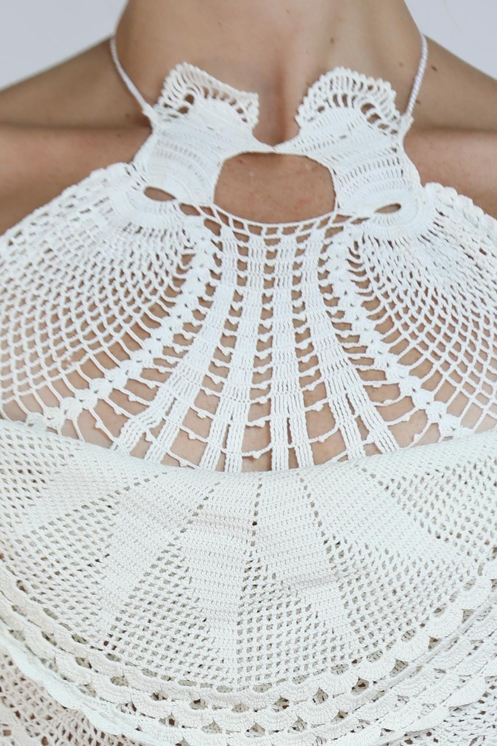 Morphew Collection White Cotton Crochet Lace Mini Dress Master For Sale 5