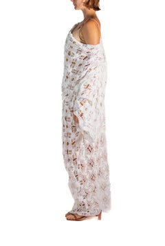 Morphew Collection White Cotton Crochet Oversized Kaftan Dress