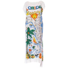 MORPHEW COLLECTION Weißer Baumwoll- Frottee-Stoff Vintage 1960er Florida Tourist Beach