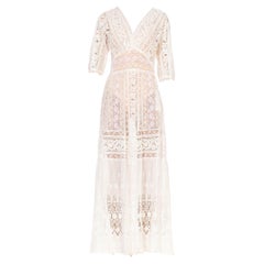 MORPHEW COLLECTION White Edwardian Organic Cotton Voile & Lace Wrap Dress