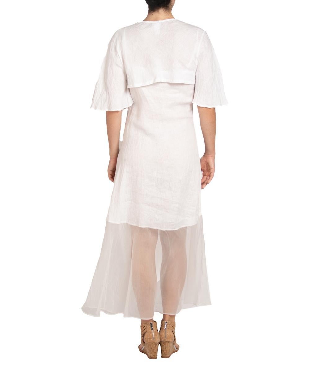 Women's MORPHEW COLLECTION White Linen Bias Cut Dress With Jacket For Sale