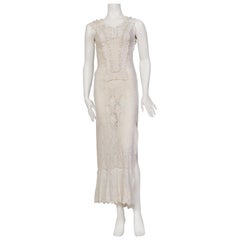 MORPHEW COLLECTION White Maxi Resort Dress Made From Edwardian & 1930'S Lace