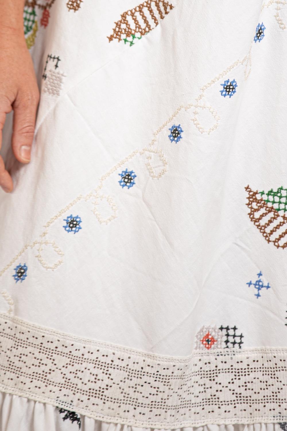 MORPHEW COLLECTION White Multi Colored Hand Embroidered Fabric From France Dress For Sale 4