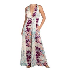 MORPHEW COLLECTION Tuta in seta kimono giapponese bianca e viola M/L