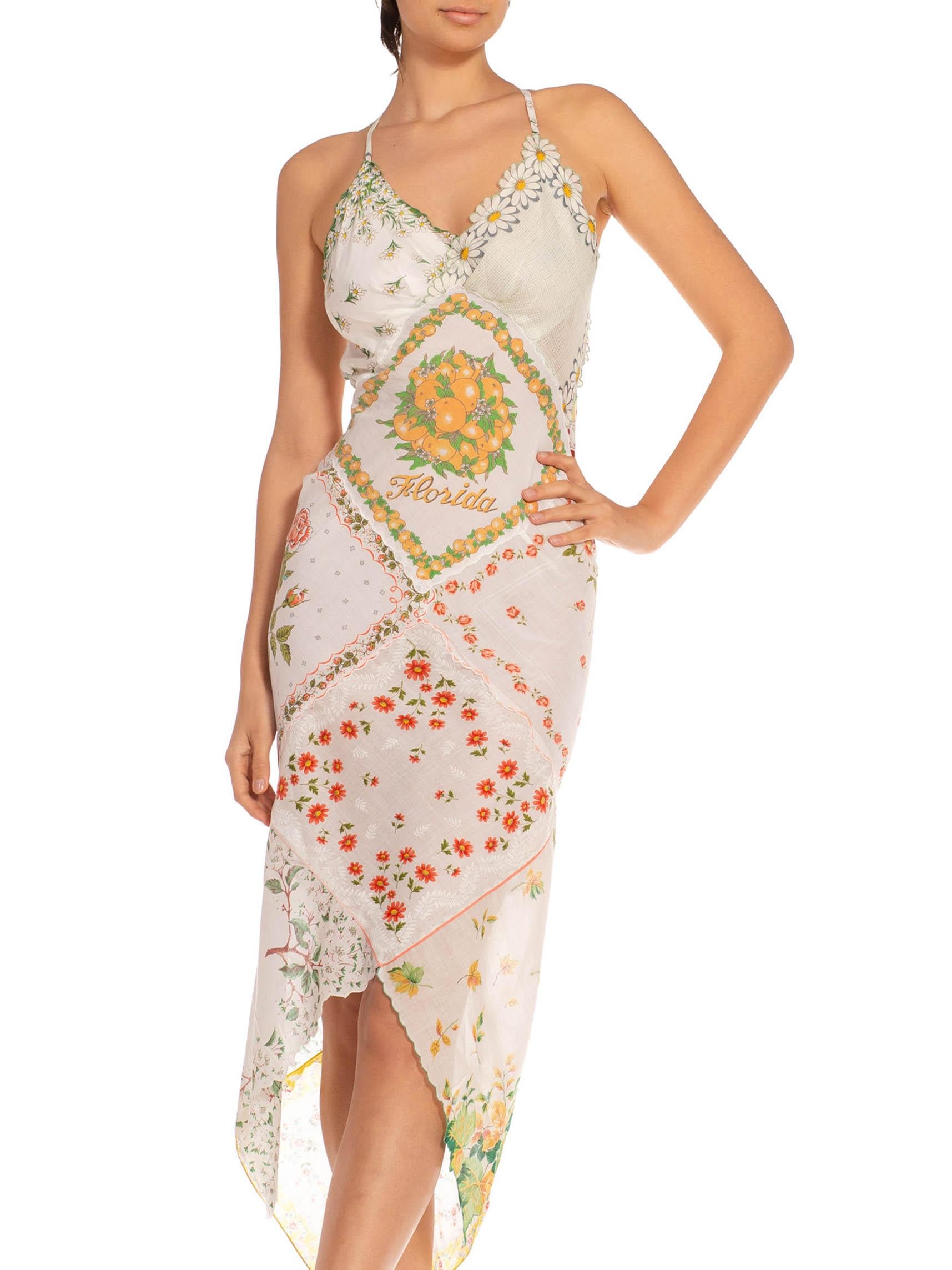 Women's Morphew Collection White & Yellow Cotton Florida Handkerchief Sun Dress