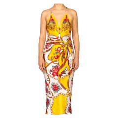 MORPHEW COLLECTION Yellow & Red Bias Cut Silk Jacquard Sagittarius Multi-Way Sc