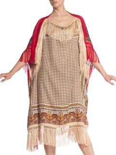 Morphew Collection Paisley Rayon & Silk Kaftan Tunic Dress Made From Vintage Sc