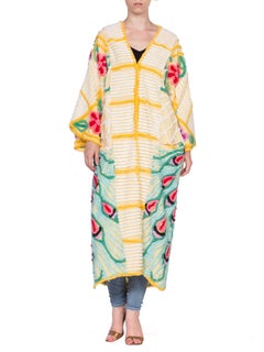 Morphew Lab Chenille Peacock Yellow Kimono Beach Robe